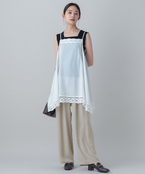 GLOBAL WORK(グローバルワーク)の「MATINEE LINE/バテンレースキャミチュニック/656175(その他トップス・レディース・ブラック/ホワイト系その他2・LARGE/MEDIUM)」の4枚目の写真
