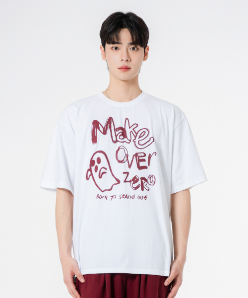 MOZMOZ(モズモズ)の「ゴーストドローイングオーバーサイズ半袖Tシャツホワイト(Tシャツ/カットソー・レディース・その他・1/2/3)」の1枚目の写真