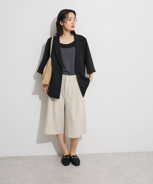 Green Parks(グリーンパークス)の「イージーケアキュロットパンツ(その他パンツ・レディース・ライトベージュ/ブラック/杢グレー・FREE)」の7枚目の写真