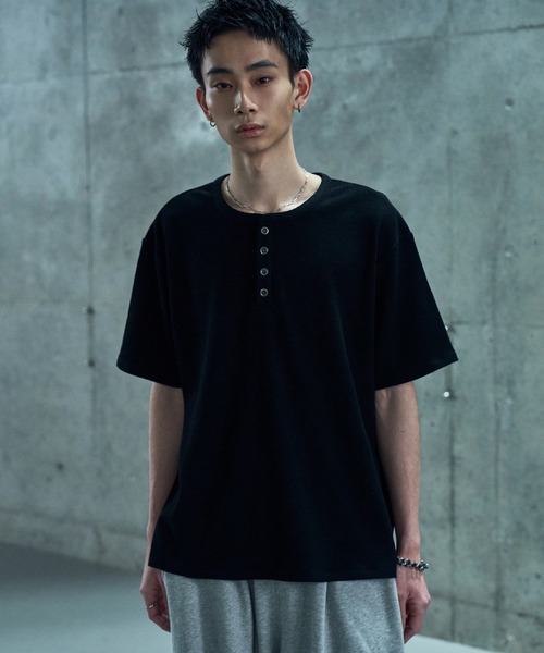 LANDNESS(ランドネス)の「【LANDNESS/ランドネス】VINTAGE WAFFLE HENLEY TEE/ヴィンテージワッフルヘンリーTEE(Tシャツ/カットソー・メンズ・ブラック系その他/ブラック/ホワイト・L/M/S)」の19枚目の写真