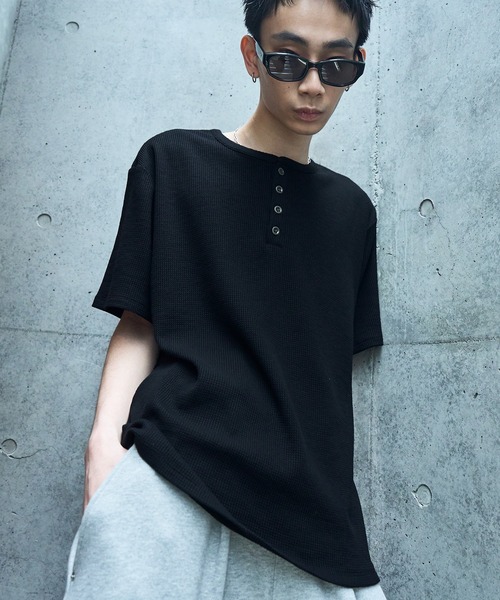 LANDNESS(ランドネス)の「【LANDNESS/ランドネス】VINTAGE WAFFLE HENLEY TEE/ヴィンテージワッフルヘンリーTEE(Tシャツ/カットソー・メンズ・ブラック系その他/ブラック/ホワイト・L/M/S)」の14枚目の写真