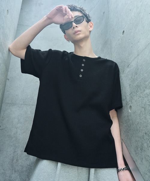 LANDNESS(ランドネス)の「【LANDNESS/ランドネス】VINTAGE WAFFLE HENLEY TEE/ヴィンテージワッフルヘンリーTEE(Tシャツ/カットソー・メンズ・ブラック系その他/ブラック/ホワイト・L/M/S)」の16枚目の写真