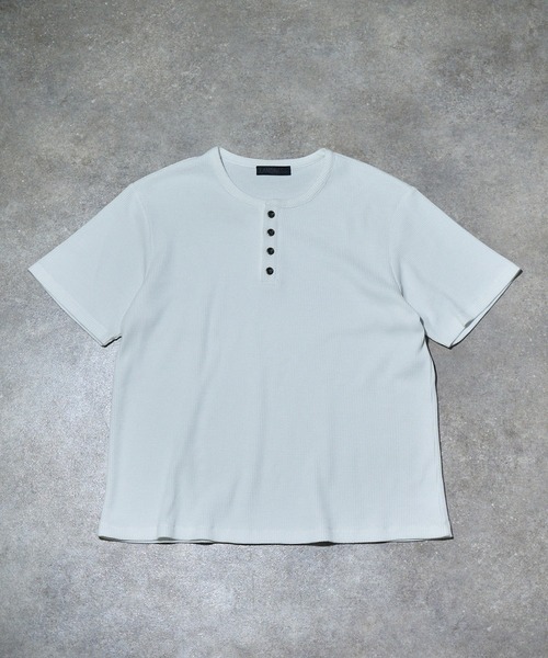 LANDNESS(ランドネス)の「【LANDNESS/ランドネス】VINTAGE WAFFLE HENLEY TEE/ヴィンテージワッフルヘンリーTEE(Tシャツ/カットソー・メンズ・ブラック系その他/ブラック/ホワイト・L/M/S)」の4枚目の写真