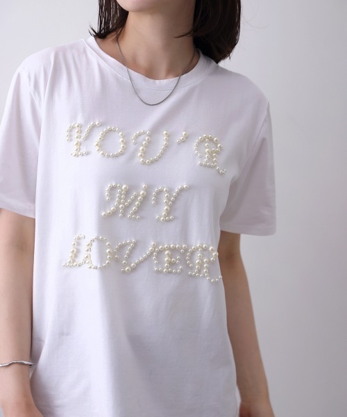 Bou Jeloud(ブージュルード)の「パールロゴTシャツ(Tシャツ/カットソー・レディース・ブラック/ホワイト・FREE)」の2枚目の写真