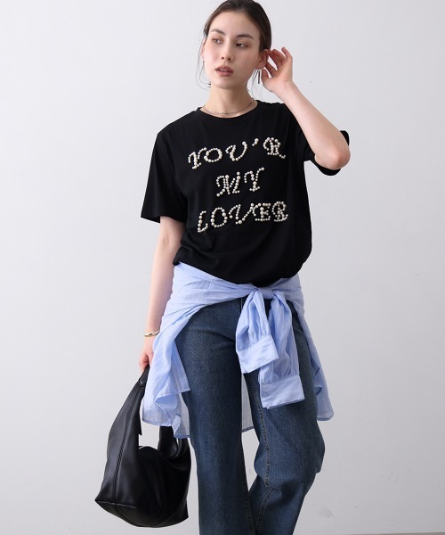 Bou Jeloud(ブージュルード)の「パールロゴTシャツ(Tシャツ/カットソー・レディース・ブラック/ホワイト・FREE)」の6枚目の写真