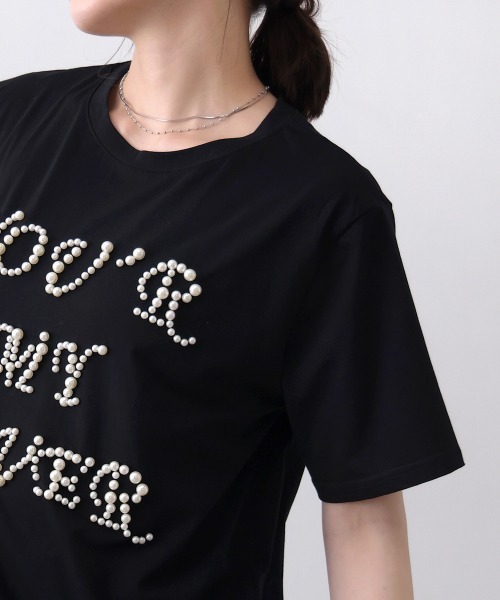 Bou Jeloud(ブージュルード)の「パールロゴTシャツ(Tシャツ/カットソー・レディース・ブラック/ホワイト・FREE)」の9枚目の写真