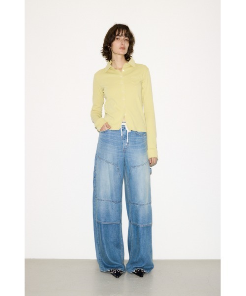 THROW by SLY（スローバイスライ）の「THROW PAINTER TENCEL(TM) WIDE PT-AB ペインターテンセルワイドパンツエービー 春服 夏服（デニムパンツ・レディース・ライトブルー/ダークブルー・1/0）」の10枚目の写真