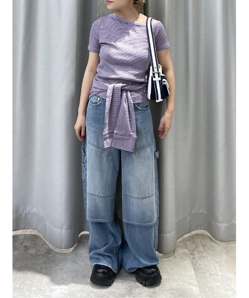 THROW by SLY(スローバイスライ)の「THROW PAINTER TENCEL(TM) WIDE PT-AB ペインターテンセルワイドパンツエービー 春服 夏服(デニムパンツ・レディース・ライトブルー/ダークブルー・1/0)」の20枚目の写真