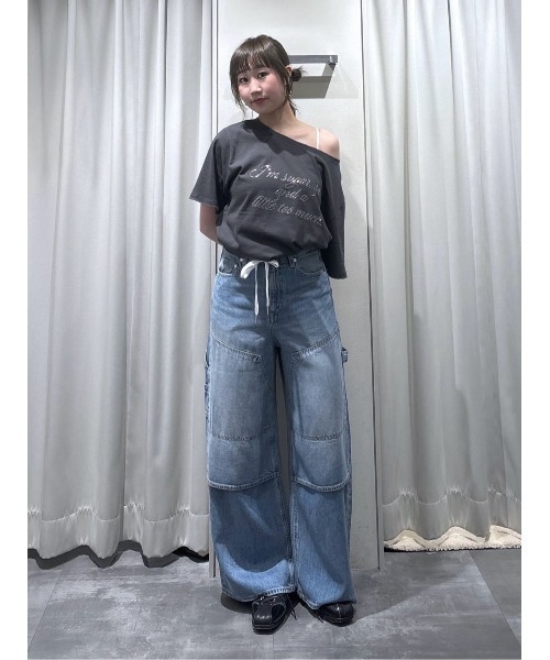THROW by SLY(スローバイスライ)の「THROW PAINTER TENCEL(TM) WIDE PT-AB ペインターテンセルワイドパンツエービー 春服 夏服(デニムパンツ・レディース・ライトブルー/ダークブルー・1/0)」の22枚目の写真