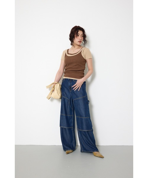 THROW by SLY(スローバイスライ)の「THROW PAINTER TENCEL(TM) WIDE PT-AB ペインターテンセルワイドパンツエービー 春服 夏服(デニムパンツ・レディース・ライトブルー/ダークブルー・1/0)」の16枚目の写真