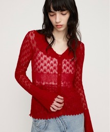 FRILL OPENWORK KNITTING C/D フリルオープンワークニッティングカーディガン 春服 夏服