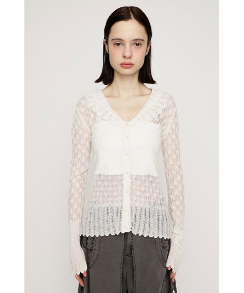 SLY(スライ)の「FRILL OPENWORK KNITTING C/D フリルオープンワークニッティングカーディガン 春服 夏服(カーディガン/ボレロ・レディース・オフホワイト/ブラック/レッド・FREE)」の13枚目の写真