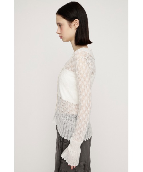 SLY(スライ)の「FRILL OPENWORK KNITTING C/D フリルオープンワークニッティングカーディガン 春服 夏服(カーディガン/ボレロ・レディース・オフホワイト/ブラック/レッド・FREE)」の14枚目の写真