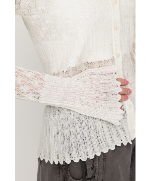 SLY(スライ)の「FRILL OPENWORK KNITTING C/D フリルオープンワークニッティングカーディガン 春服 夏服(カーディガン/ボレロ・レディース・オフホワイト/ブラック/レッド・FREE)」の17枚目の写真