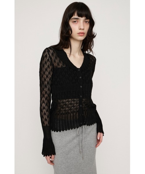 SLY(スライ)の「FRILL OPENWORK KNITTING C/D フリルオープンワークニッティングカーディガン 春服 夏服(カーディガン/ボレロ・レディース・オフホワイト/ブラック/レッド・FREE)」の18枚目の写真
