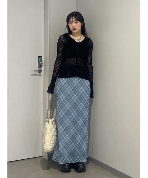 SLY(スライ)の「FRILL OPENWORK KNITTING C/D フリルオープンワークニッティングカーディガン 春服 夏服(カーディガン/ボレロ・レディース・オフホワイト/ブラック/レッド・FREE)」の7枚目の写真