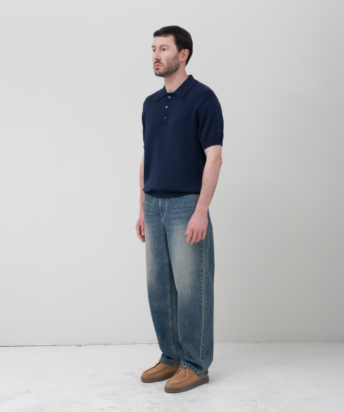 MANNERGRAM(マナーグラム)の「ソフトコットン100 3PLY ポロ 半袖ニット ダークネイビー(ニット/セーター・メンズ・その他・MEDIUM/LARGE/X-LARGE/XX-LARGE)」の3枚目の写真