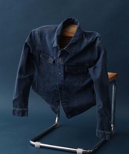 HANES（ヘインズ）の「HANES Gジャン ストレッチデニム レギュラーフィット（デニムジャケット・メンズ・ネイビー/ブルー/サックスブルー/ブラック・M/L/LL/S）」の4枚目の写真