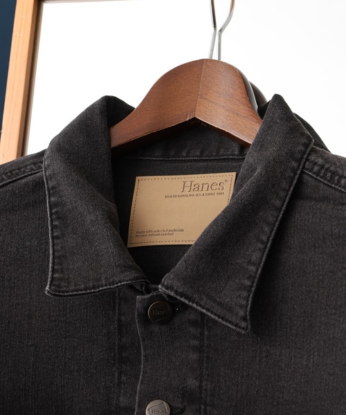 HANES（ヘインズ）の「HANES Gジャン ストレッチデニム レギュラーフィット（デニムジャケット・メンズ・ネイビー/ブルー/サックスブルー/ブラック・M/L/LL/S）」の6枚目の写真