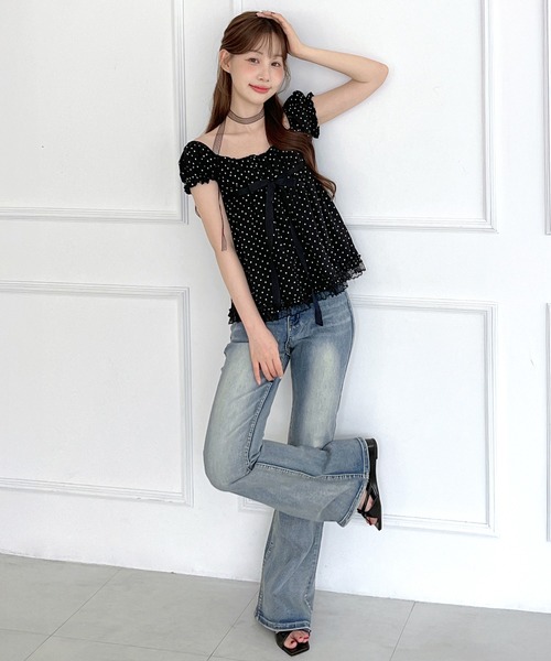 by muni:r(バイ ムニール)の「【レースタイ付き】2WAYドットリボンレースフリルブラウス/2026 SS COLLECTION(シャツ/ブラウス・レディース・ホワイト/ブラック・FREE)」の22枚目の写真