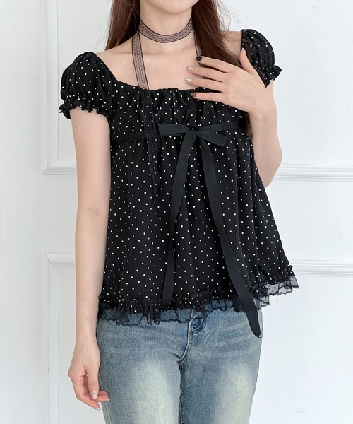 by muni:r(バイ ムニール)の「【レースタイ付き】2WAYドットリボンレースフリルブラウス/2026 SS COLLECTION(シャツ/ブラウス・レディース・ホワイト/ブラック・FREE)」の21枚目の写真