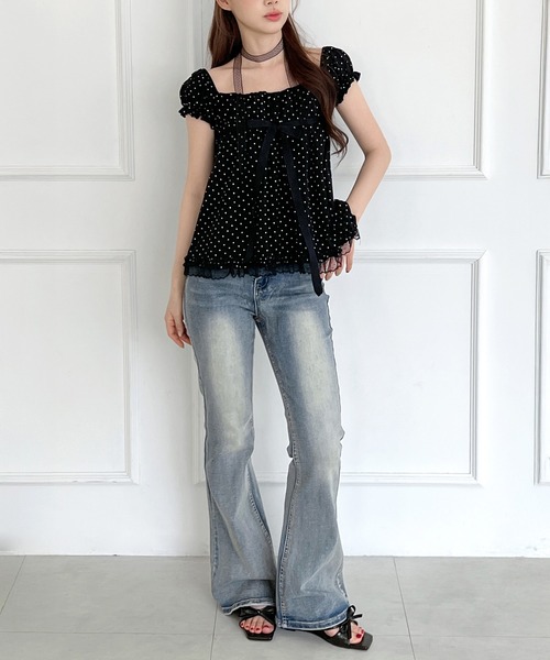 by muni:r(バイ ムニール)の「【レースタイ付き】2WAYドットリボンレースフリルブラウス/2026 SS COLLECTION(シャツ/ブラウス・レディース・ホワイト/ブラック・FREE)」の20枚目の写真