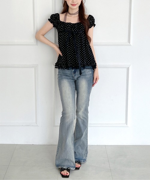 by muni:r(バイ ムニール)の「【レースタイ付き】2WAYドットリボンレースフリルブラウス/2026 SS COLLECTION(シャツ/ブラウス・レディース・ホワイト/ブラック・FREE)」の19枚目の写真