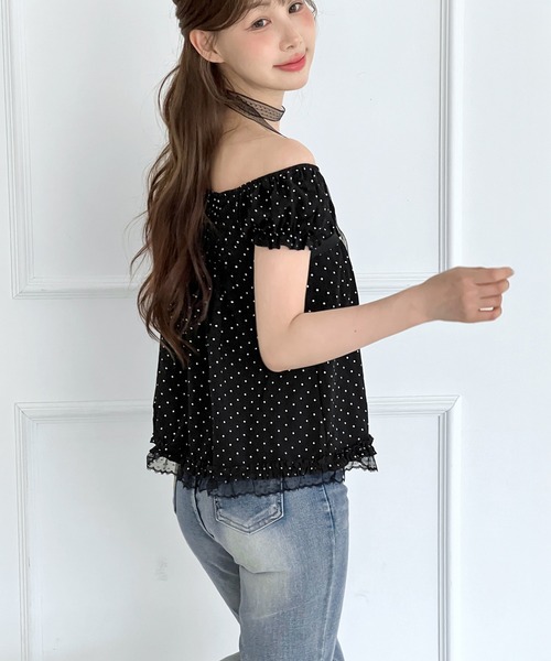 by muni:r(バイ ムニール)の「【レースタイ付き】2WAYドットリボンレースフリルブラウス/2026 SS COLLECTION(シャツ/ブラウス・レディース・ホワイト/ブラック・FREE)」の14枚目の写真