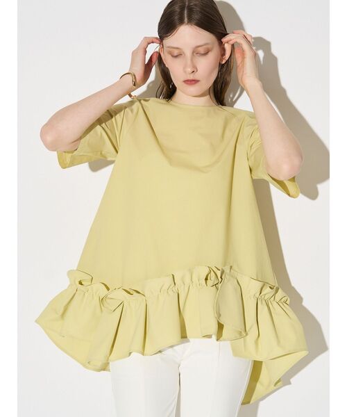 ELENDEEK（エレンディーク）の「フリルヘムブラウス（シャツ/ブラウス・レディース・オフホワイト/ブラック/ライム・FREE）」の3枚目の写真