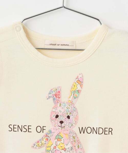 sense of wonder(センスオブワンダー)の「リバティウサクマアップリケ半袖ショートオール(ロンパース・キッズ・ピンク/ホワイト系・70cm/80cm)」の4枚目の写真