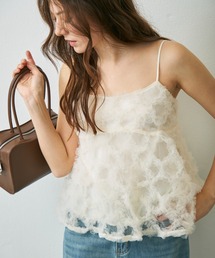 フラワーチュールペプラムキャミソール / flower tulle peplum camisole