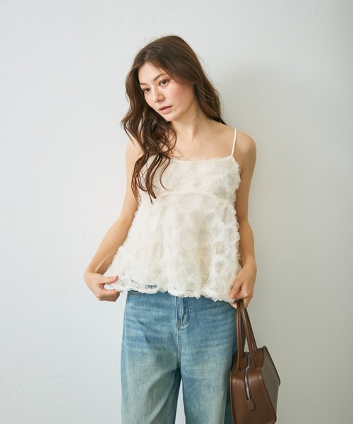 Lunea(ルネア)の「フラワーチュールペプラムキャミソール / flower tulle peplum camisole(キャミソール・レディース・アイボリー/ピンク・FREE)」の20枚目の写真