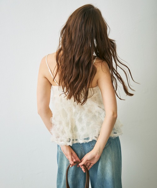 Lunea(ルネア)の「フラワーチュールペプラムキャミソール / flower tulle peplum camisole(キャミソール・レディース・アイボリー/ピンク・FREE)」の7枚目の写真