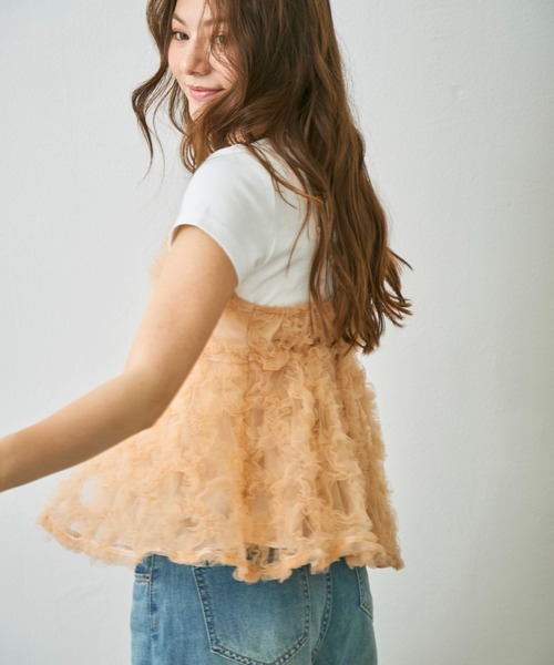 Lunea(ルネア)の「フラワーチュールペプラムキャミソール / flower tulle peplum camisole(キャミソール・レディース・アイボリー/ピンク・FREE)」の16枚目の写真