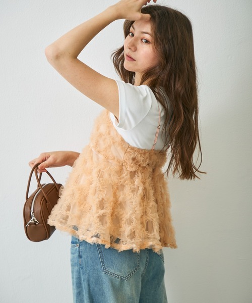 Lunea(ルネア)の「フラワーチュールペプラムキャミソール / flower tulle peplum camisole(キャミソール・レディース・アイボリー/ピンク・FREE)」の17枚目の写真