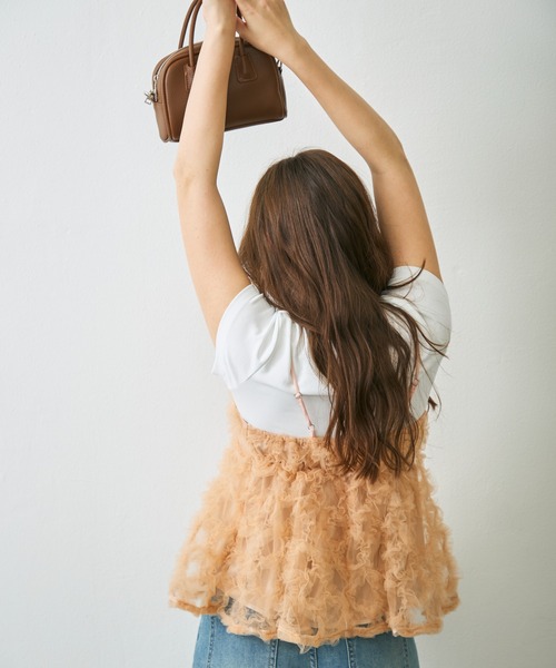 Lunea(ルネア)の「フラワーチュールペプラムキャミソール / flower tulle peplum camisole(キャミソール・レディース・アイボリー/ピンク・FREE)」の11枚目の写真