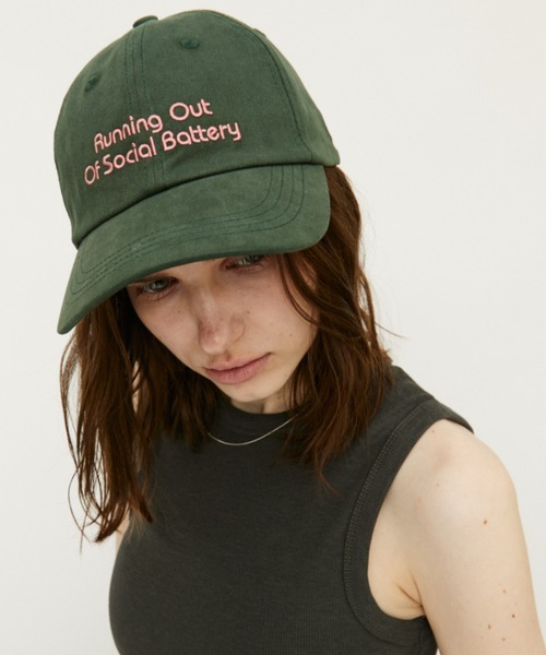 Auntie Rosa Holiday(アンティローザホリデー)の「RANNINGOUT刺繍ロゴCAP(キャップ・レディース・グリーン/ブラック・FREE)」の1枚目の写真