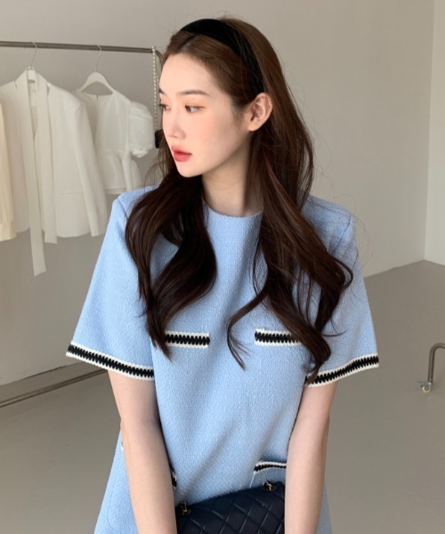 FAVORITO(ファヴォリート)の「ツイードワンピース(ワンピース・レディース・ブルー/ネイビー・L/M/S)」の16枚目の写真