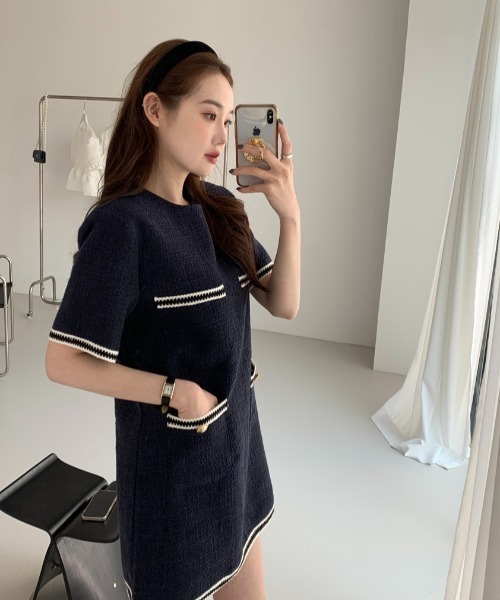 FAVORITO(ファヴォリート)の「ツイードワンピース(ワンピース・レディース・ブルー/ネイビー・L/M/S)」の12枚目の写真