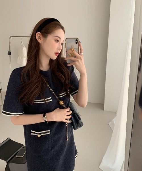 FAVORITO(ファヴォリート)の「ツイードワンピース(ワンピース・レディース・ブルー/ネイビー・L/M/S)」の9枚目の写真