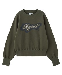RHINESTONE AND SPRAY LOGO CREWNECK SWEATSHIRT