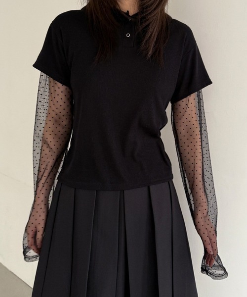 HALEY PESCA(ヘーリーペスカ)の「HALEY PESCA/フェイクレイヤードシアーTシャツ(Tシャツ/カットソー・レディース・ホワイト/グレー・FREE)」の18枚目の写真
