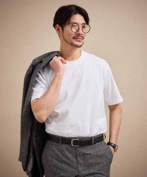 TAKEO KIKUCHI(タケオキクチ)の「【抗菌防臭】コットンテーラードTシャツ(Tシャツ/カットソー・メンズ・ホワイト/ネイビー/ブラック・01/04/03/02/05)」の1枚目の写真
