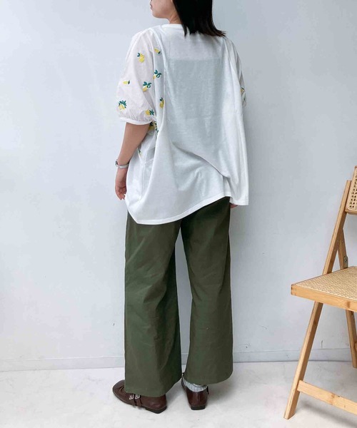 AS KNOW AS plus(アズノゥアズプラス)の「〇切り替え袖刺繍ビッグサイズプルオーバー(Tシャツ/カットソー・レディース・ネイビー/オフホワイト/チャコールグレー・FREE)」の13枚目の写真