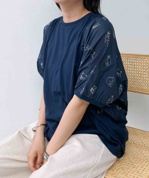 AS KNOW AS plus(アズノゥアズプラス)の「〇切り替え袖刺繍ビッグサイズプルオーバー(Tシャツ/カットソー・レディース・ネイビー/オフホワイト/チャコールグレー・FREE)」の14枚目の写真