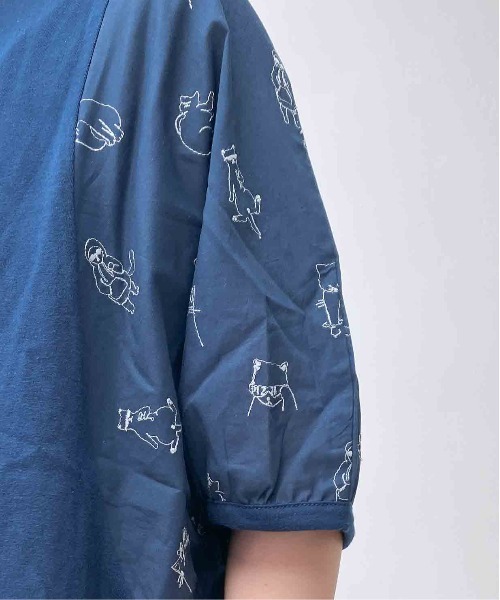 AS KNOW AS plus(アズノゥアズプラス)の「〇切り替え袖刺繍ビッグサイズプルオーバー(Tシャツ/カットソー・レディース・ネイビー/オフホワイト/チャコールグレー・FREE)」の18枚目の写真