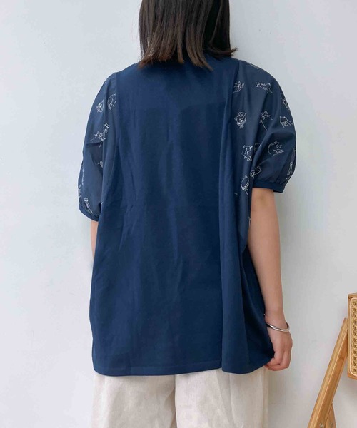 AS KNOW AS plus(アズノゥアズプラス)の「〇切り替え袖刺繍ビッグサイズプルオーバー(Tシャツ/カットソー・レディース・ネイビー/オフホワイト/チャコールグレー・FREE)」の19枚目の写真