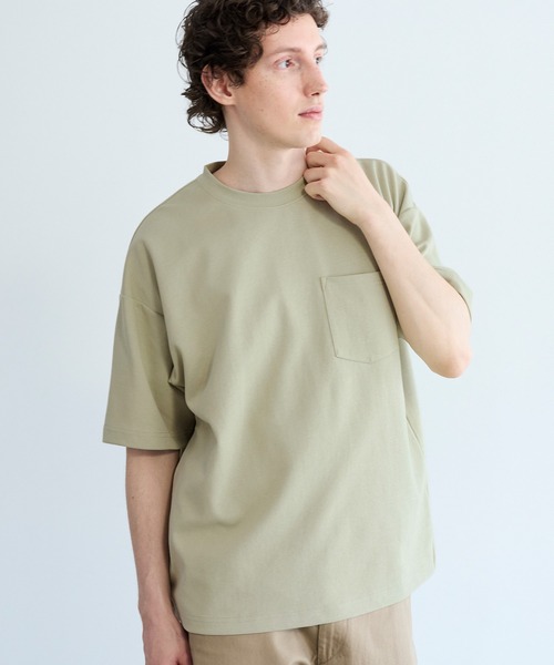 coca(coca)(コカ)の「\接触冷感/ コットンプレーティングポケットTシャツ(Tシャツ/カットソー・メンズ・キャメル/ライトグリーン/ブラック/ホワイト・L/M/XL)」の3枚目の写真