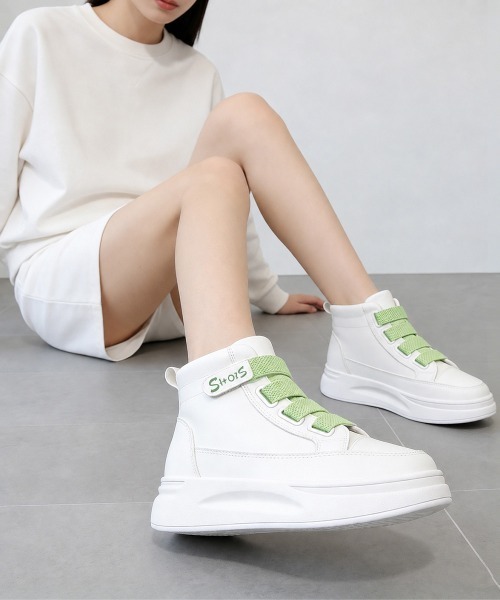 Miniministore(ミニミニストア)の「厚底スニーカーハイカットベルクロ靴韓国風(スニーカー・レディース・グレー/ミント・23.0cm/23.5cm/24.0cm/24.5cm/22.5cm)」の16枚目の写真