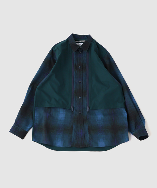 WHITE MOUNTAINEERING(ホワイトマウンテニアリング)の「White Mountaineering OMBRE CHECK MID GUSSET SLEEVE SHIRT(シャツ/ブラウス・メンズ・ネイビー・3/2)」の1枚目の写真